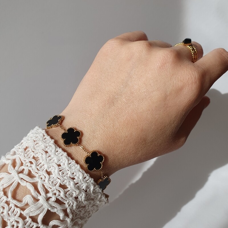 Bracelet fleur noir 