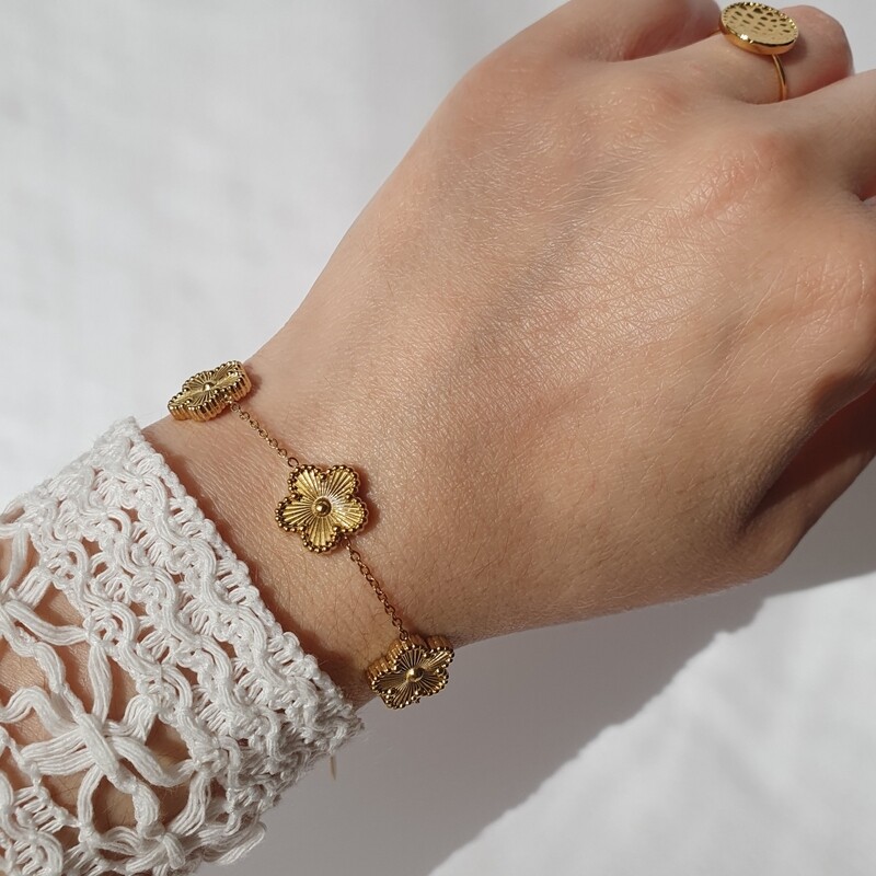 Bracelet fleurs doré