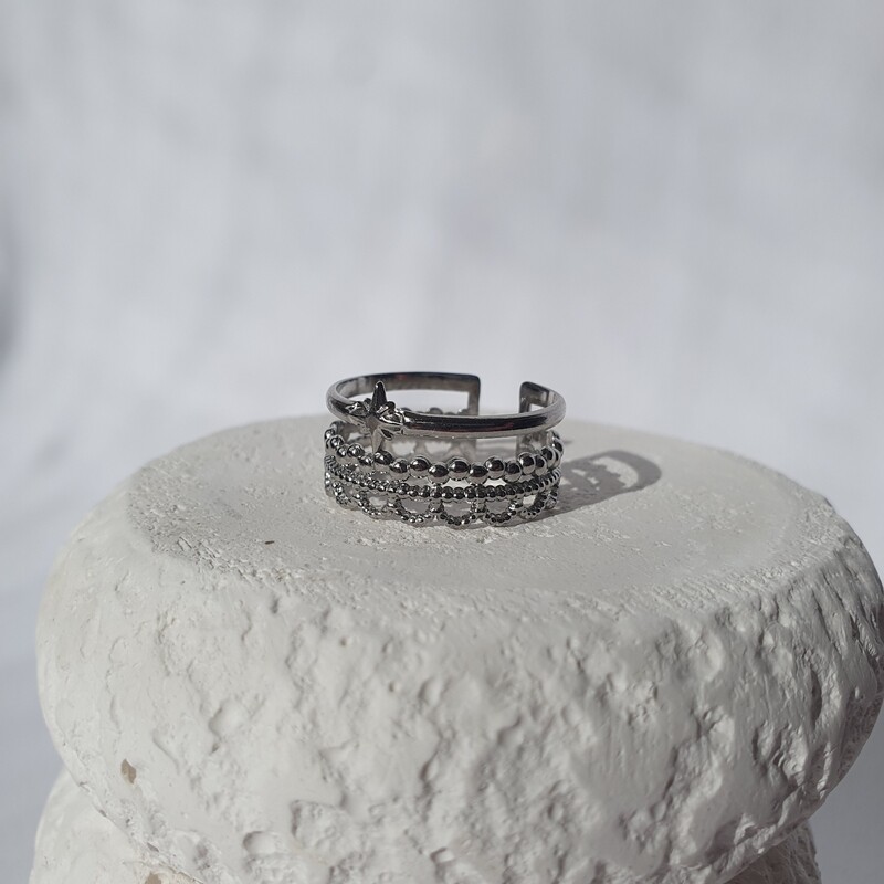 Bague multi-rangs argenté 