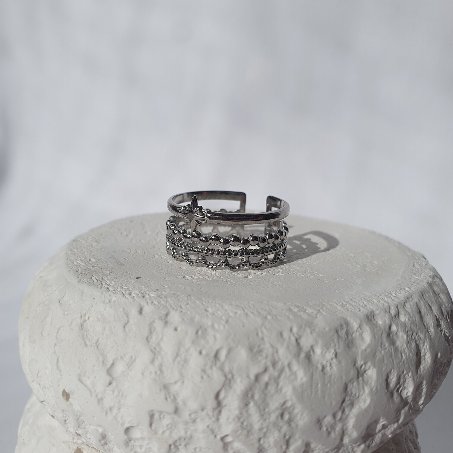 Bague multi-rangs argenté 