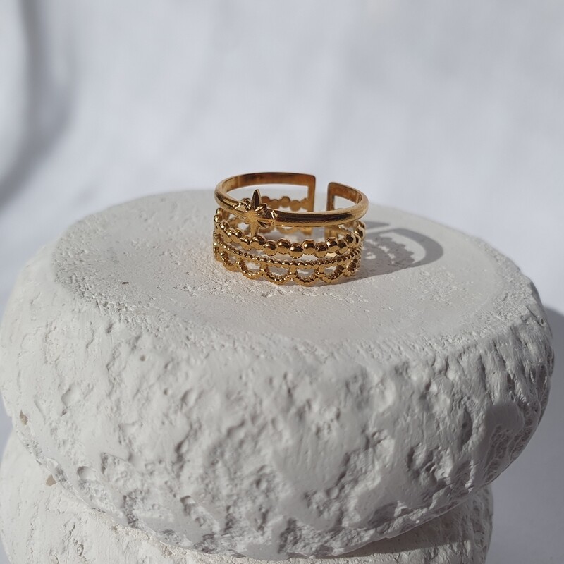Bague multi-rangs doré 