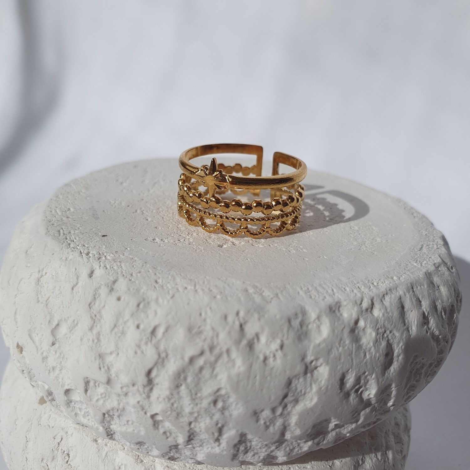 Bague multi-rangs doré 