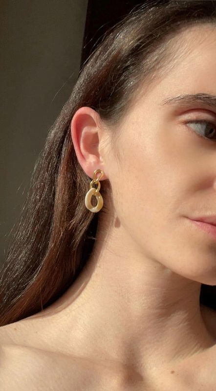 Boucles d'oreilles pendante bi matière 
