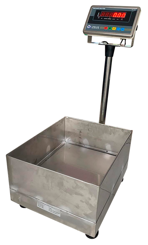 BÁSCULA PEDESTAL EN ACERO CON PLATON 300KG