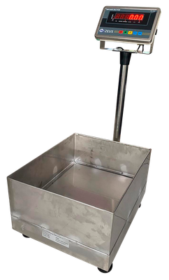 BÁSCULA PEDESTAL EN ACERO CON PLATON 300KG