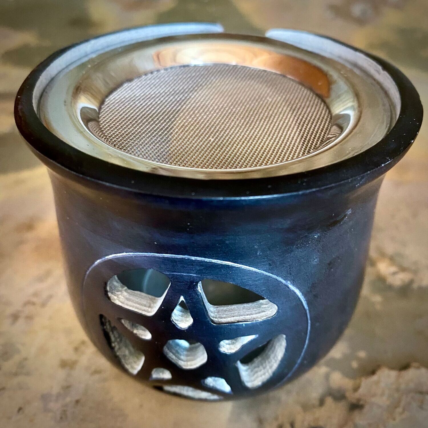 Stövchen mit Siebchen schwarz