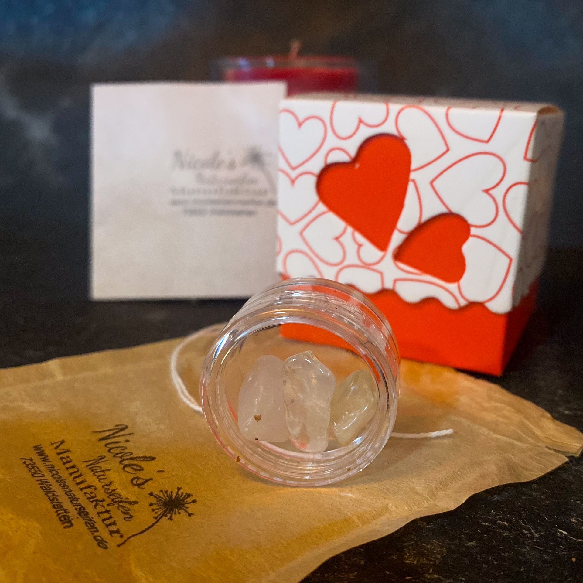 Taschenkristallset Liebe