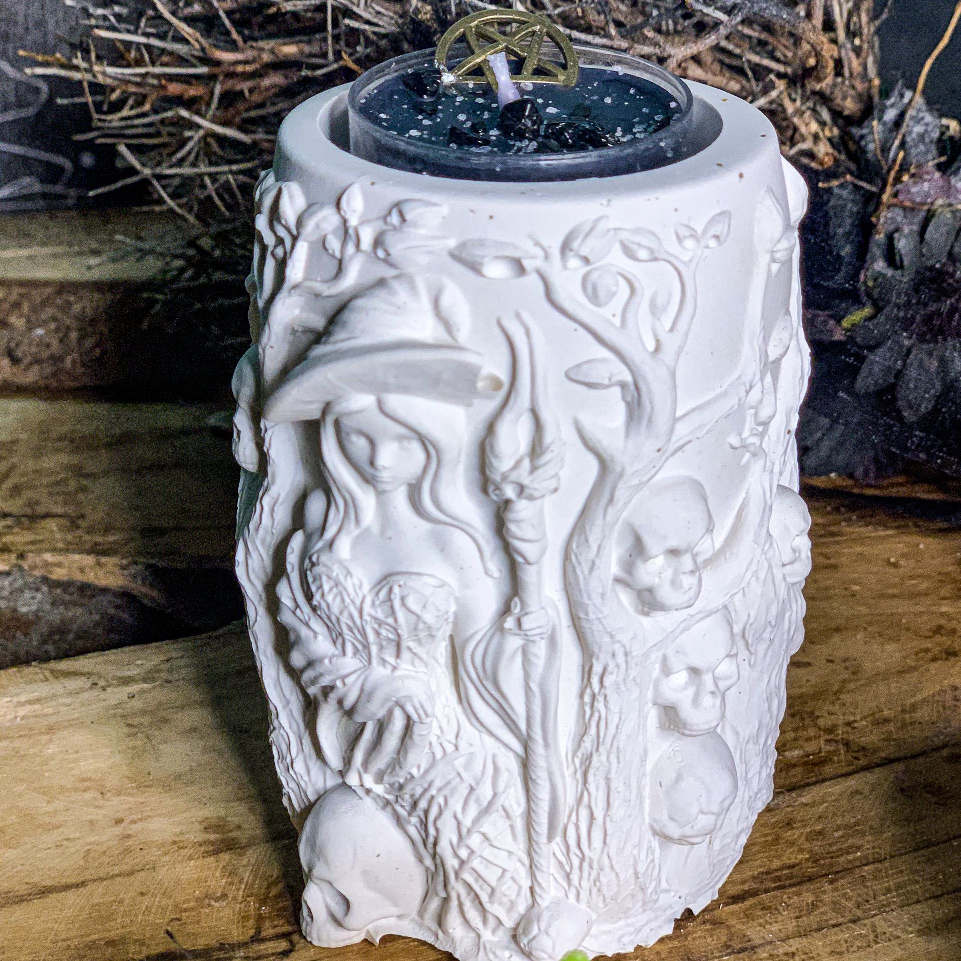 Teelichhalter Hexe 2