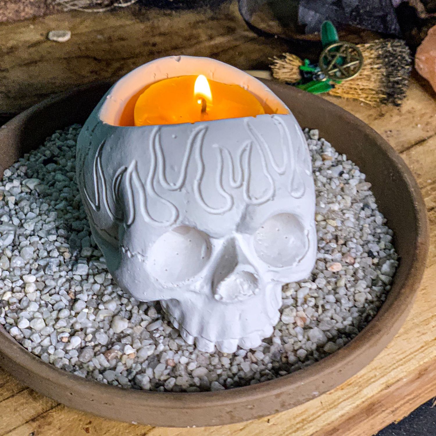 Teelichthalter Totenkopf