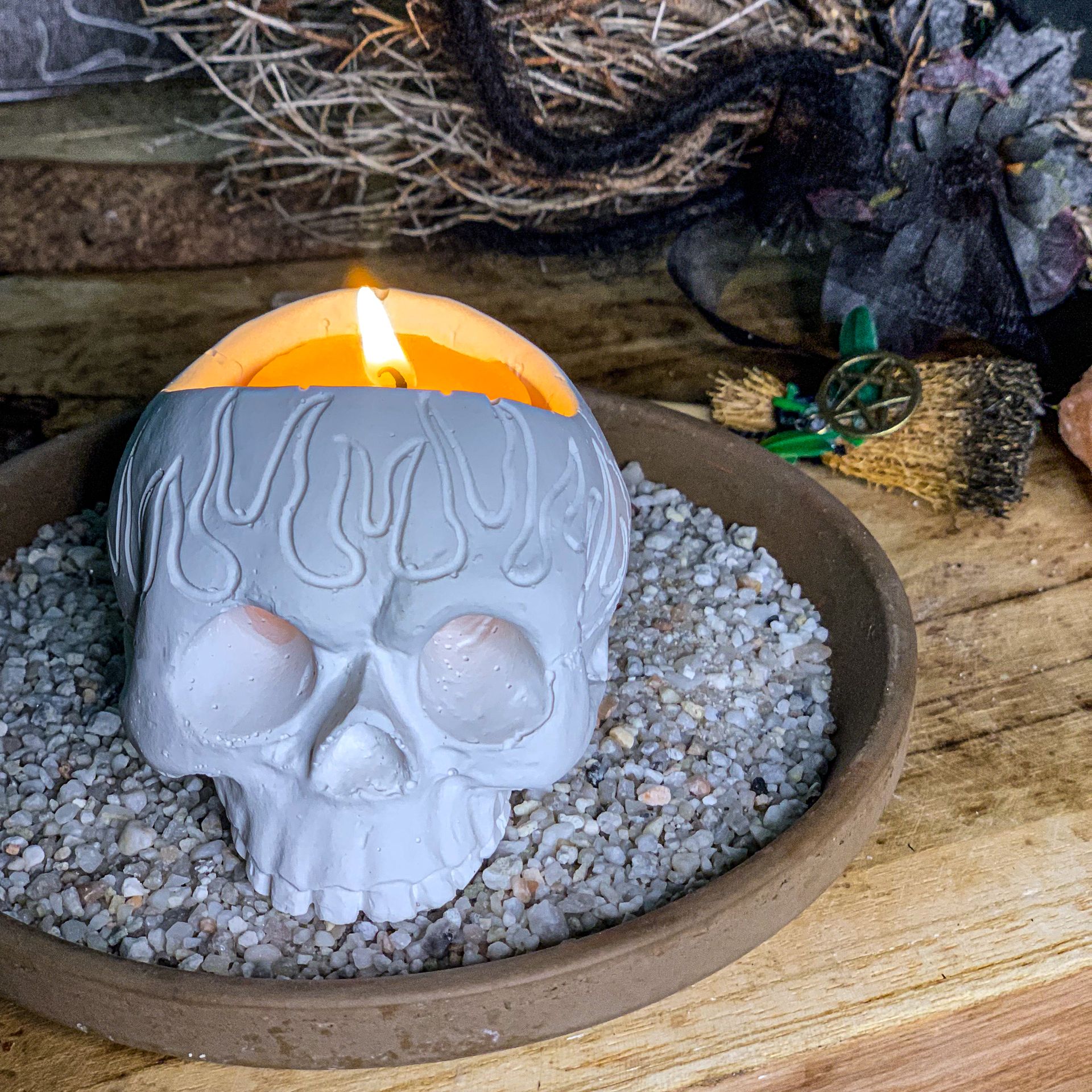 Teelichthalter Totenkopf