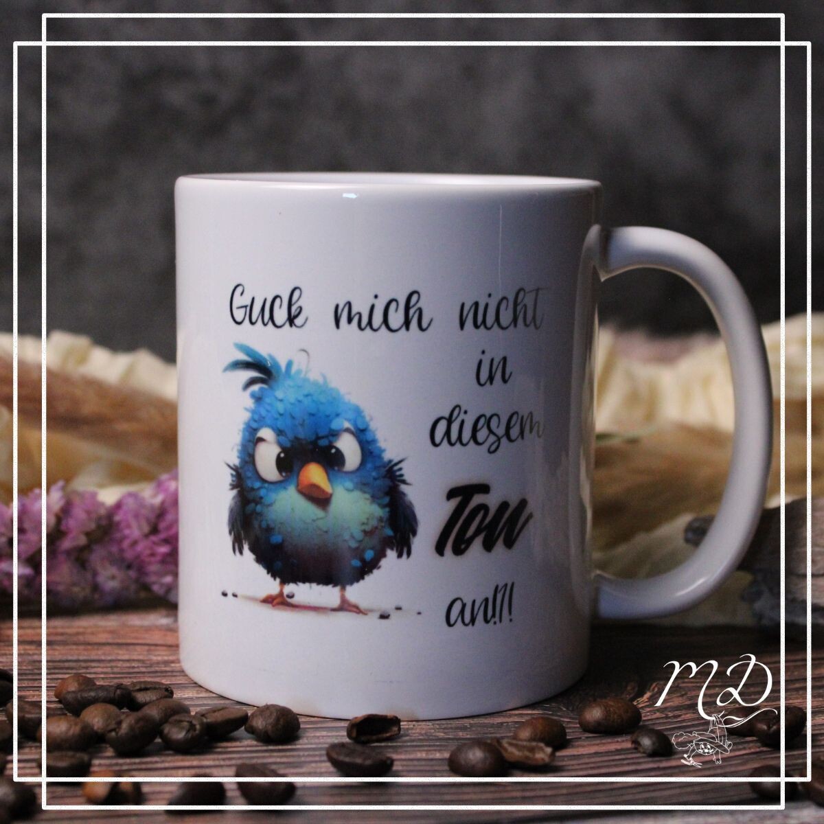 Tasse genervter Vogel