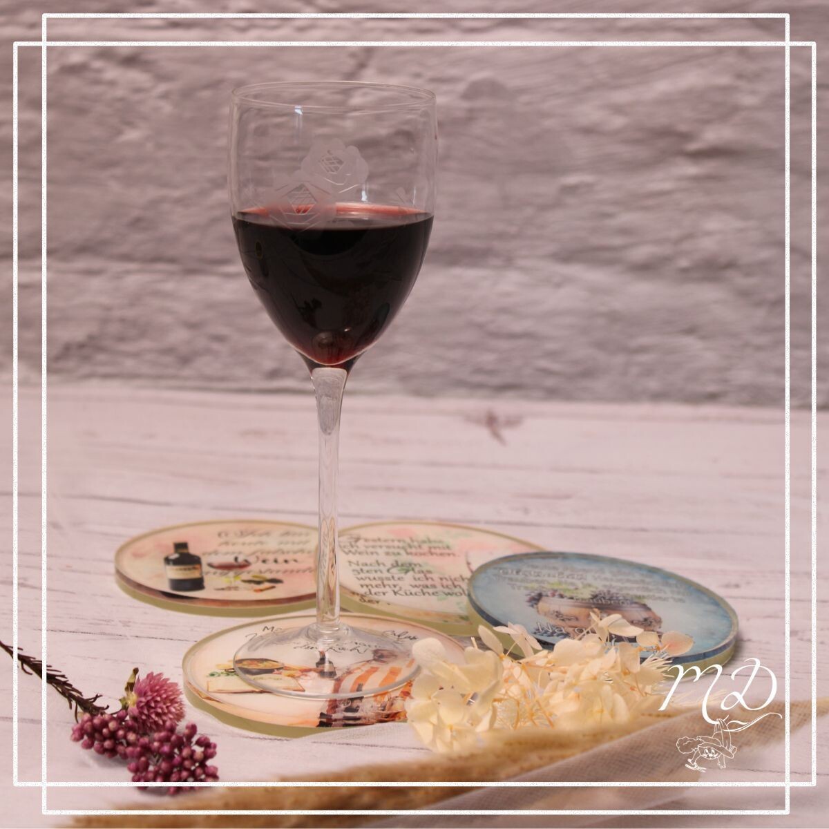 Untersetzer Weinliebhaber Rund 4tlg