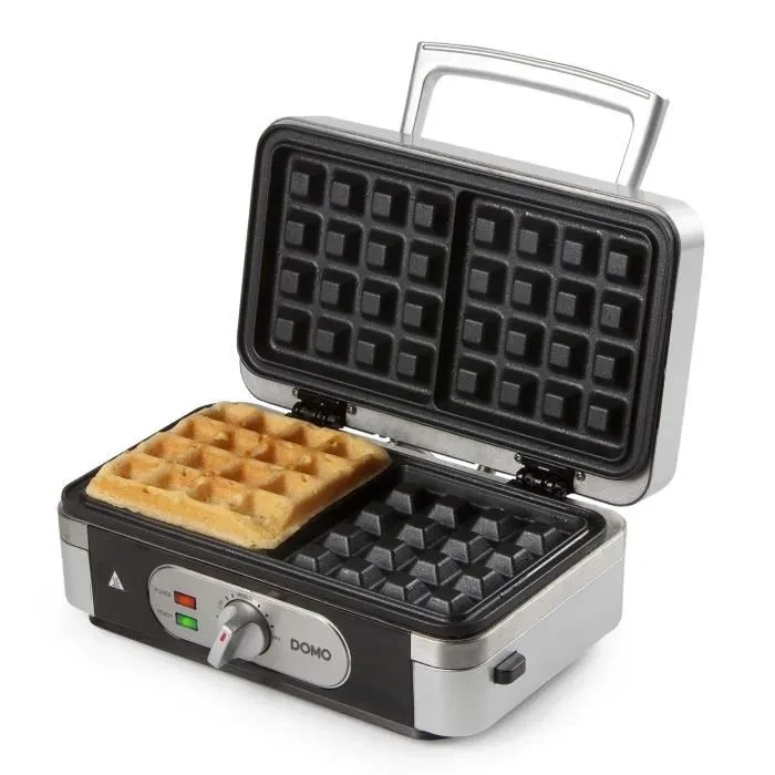 Gaufrier Multifonction DOMO DO9136C - Inox, 1000W, 3 Jeux de Plaques, Thermostat Réglable