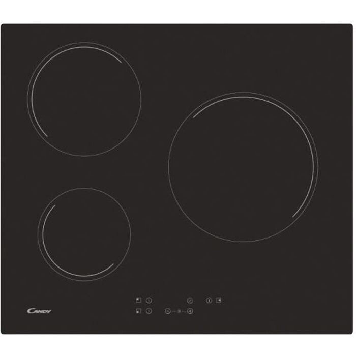 Plaque de Cuisson Vitrocéramique CANDY CH63CT - 3 Foyers - Puissance et Élégance en Noir