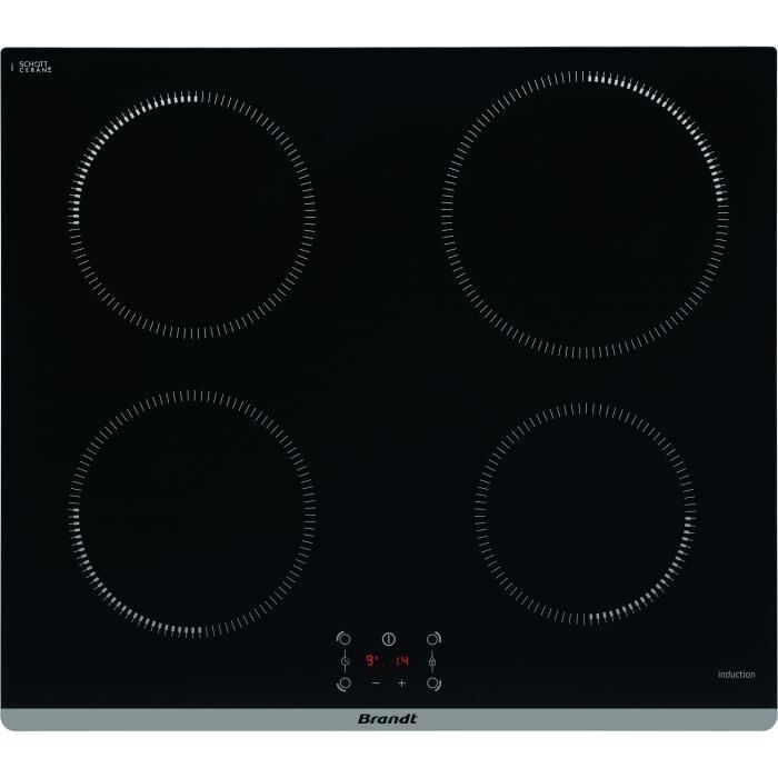 Plaque Induction BRANDT TI464B - 4 Feux, 60 cm, Touches Sensitives et Sécurité Renforcée