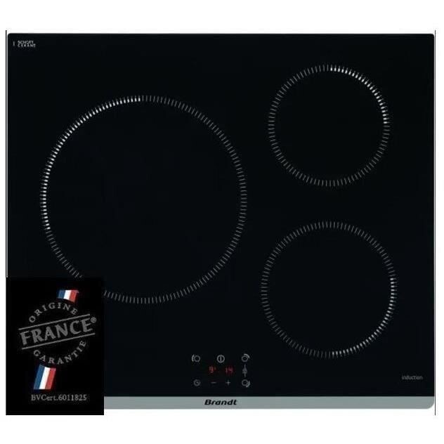 Plaque de Cuisson Induction Encastrable 3 Zones BRANDT TI364B - Puissance 7200W, Commandes Tactiles et Sécurité Intégrale