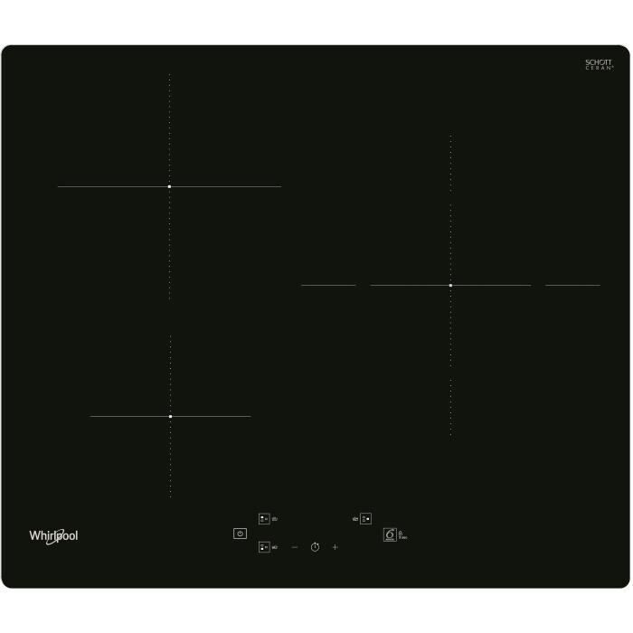 plaque de Cuisson Induction Whirlpool WSQ1160NE - 3 Foyers, 7200W, Verre Noir - Sécurité et Performance Optimales