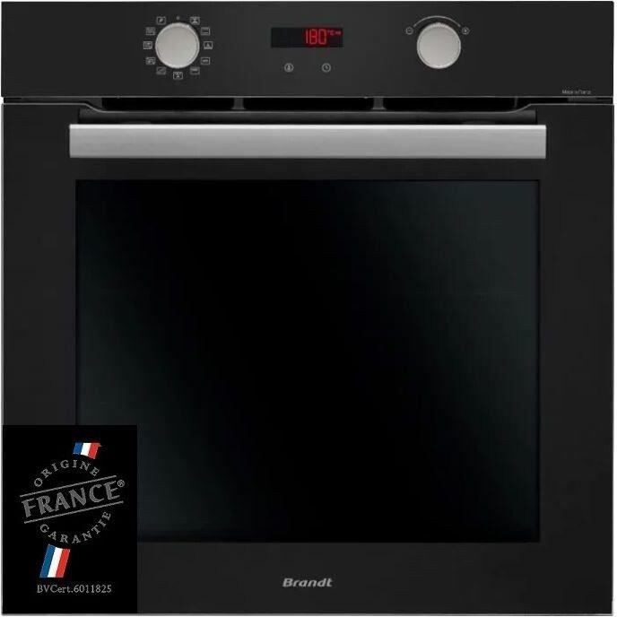 Four Encastrable Pyrolyse Brandt BXP5559B Noir : Multifonction avec Porte Froide et Fonction Vapeur, 67L