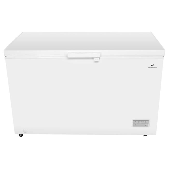 Congélateur Coffre Continental Edison CECC371WE - 371L, Froid Statique, Autonomie de 36 Heures, Classe E - L130 cm x H84,5 cm - Blanc