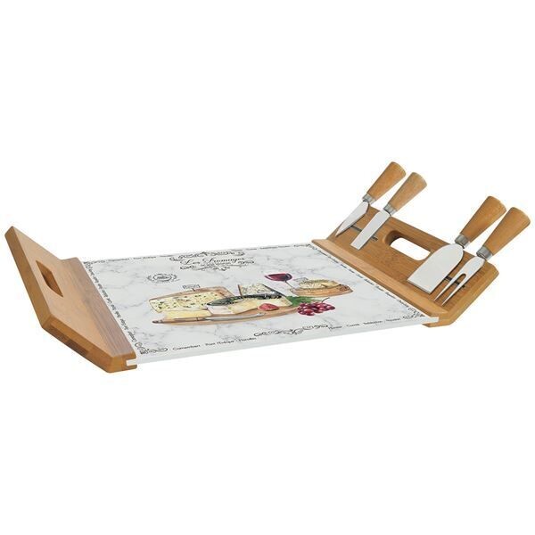 Coffret Plateau à Fromages + 4 Couteaux EASY LIFE  : L&#39;Art de Déguster les Fromages de nos Régions