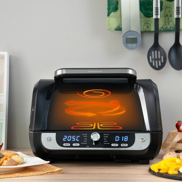 FRITEUSE SANS HUILE AVEC GRIL, ACCESSOIRES ET LIVRE DE RECETTES INNOVAGOODS AIR FRYER FRYINN 12-IN-1 6000 NOIR ACIER 6 L 3400 W