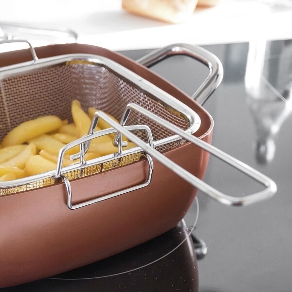 Poêle Multifonctions Innovagoods: Cuire, Frire et Plus Encore avec le Set Copper Coppans 5-en-1 en 4 Pièces