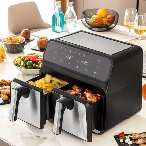 Friteuse à Air Innovagoods Fryinn Double 8000 Noir 3400 W 8 L en Acier Inoxydable : Une Révolution Culinaire Polyvalente et Éco-Responsable