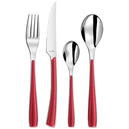 Ménagère 24 pièces Rouge AMEFA - Alizé : Élégance et Durabilité pour vos Repas Quotidiens