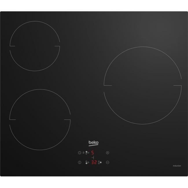 plaque de cuisson vitrocéramique BEKO HIC63400 - Polyvalence et contrôle précis avec 3 foyers et commandes tactiles