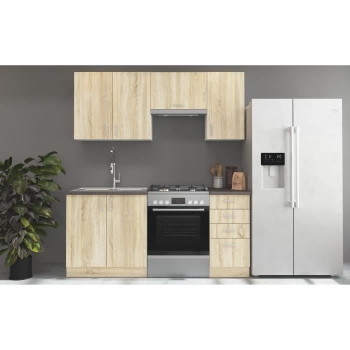 Cuisine Complète SARA en Chêne Sonoma - Élégance et Fonctionnalité pour un Espace de Vie Optimisé