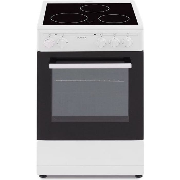 Cuisinière vitrocéramique OCEANIC 50x50 cm : 3 feux et four à convection naturelle 48L, blanc élégant