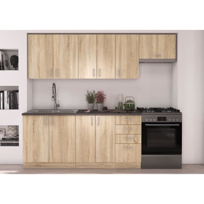 Cuisine complète modulable SARA - 7 éléments en chêne sonoma : Fonctionnalité et élégance pour une cuisine optimisée.