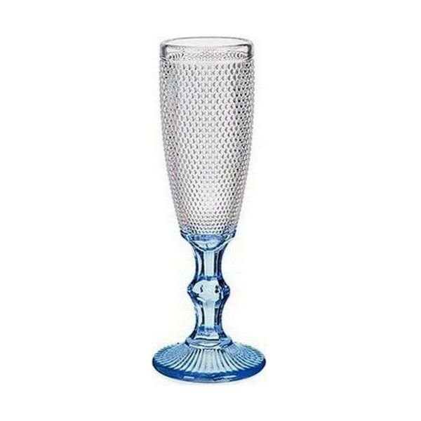 Flûtes de Champagne Points Bleu Transparent en Verre (6 Unités, 180 ml)