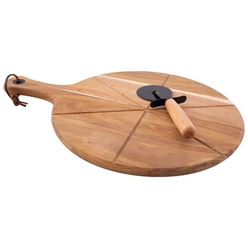 Roulette à Pizza et Planche en Acacia - L&#39;Indispensable pour des Soirées Pizzas Réussies  Set POINT VIRGULE