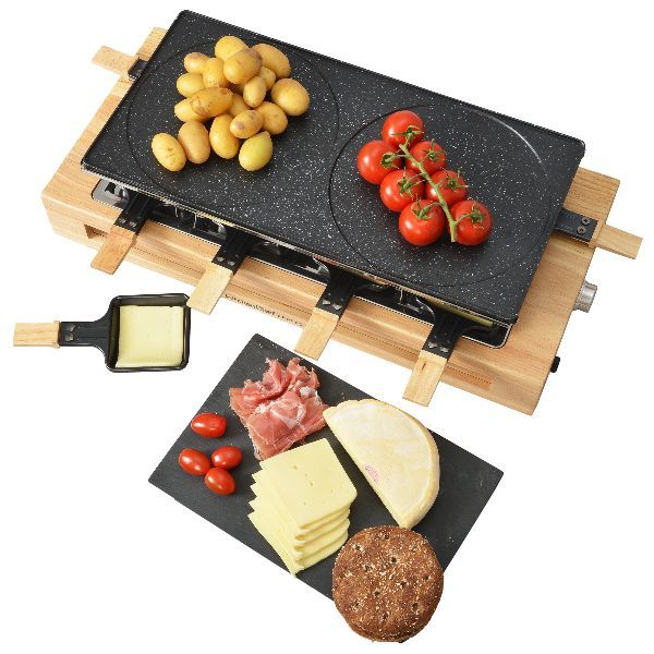 Appareil à raclette, Grill &amp; Crêpes 8 personnes KITCHENCHEF  - KCWOOD8MAXI