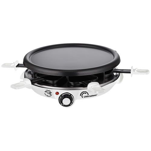 appareil à Raclette/Gril/Crêpes 6 Personnes Blanc Meuuuh..! - Cheese &amp; Crêpes : L&#39;Appareil Polyvalent pour des Moments Conviviaux - LITTLE BALANCE