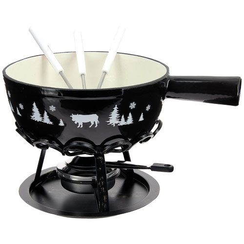 Service à Fondue Noir Élégant et Complet pour des Soirées Conviviales Inoubliables