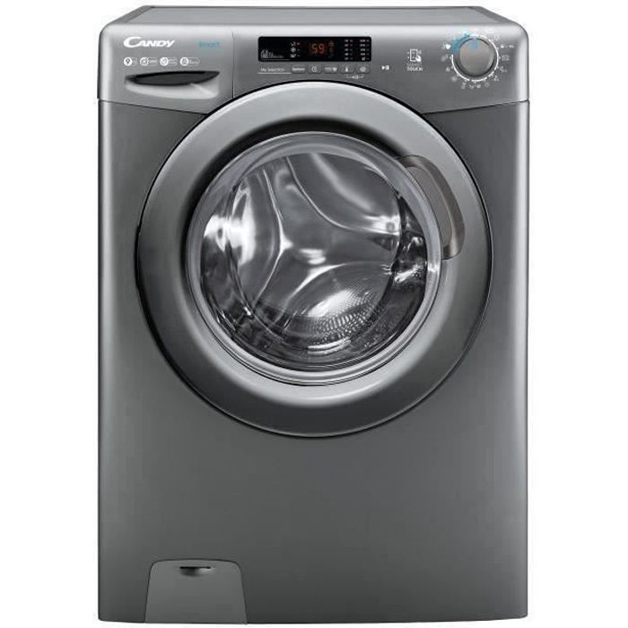 Lave-linge CANDY CS1292DRRE/1-S : 9kg, 1200 trs/min, NFC, Anthracite - Lavage Performant, Départ Différé, Design Moderne.