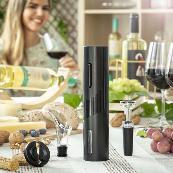 Tire-bouchon Électrique Premium avec Set d&#39;Accessoires pour le Vin Corking InnovaGoods – L&#39;Élégance et la Simplicité au Service de la Dégustation