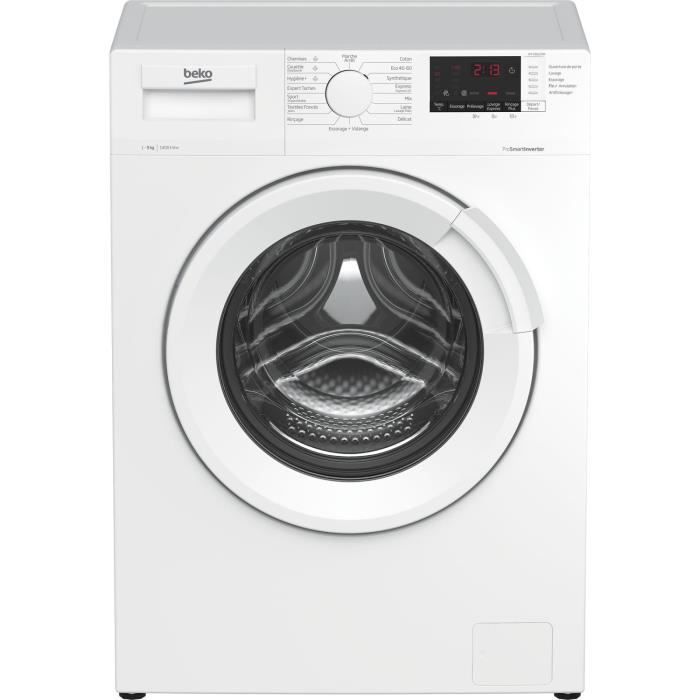 Lave-linge Hublot BEKO 9kg Induction A+++ Silencieux 1400trs Blanc - WTV95220W - Performance &amp; Économie