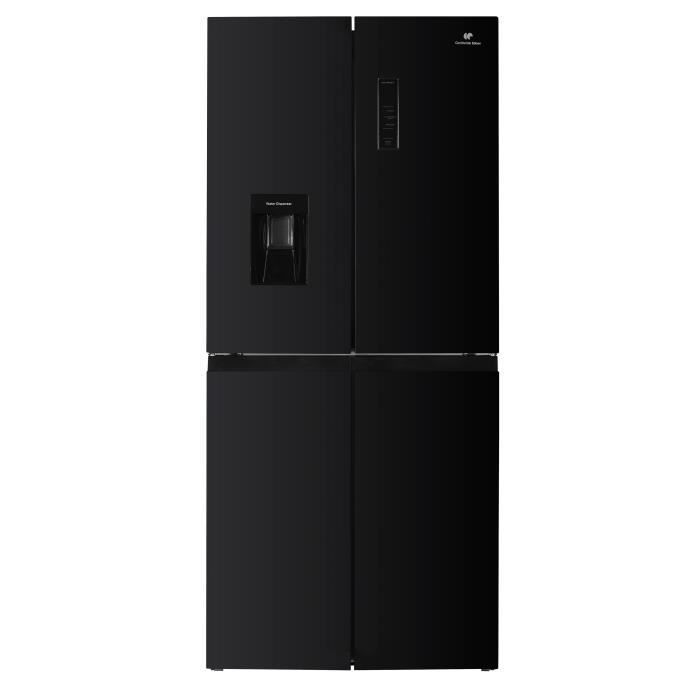 Réfrigérateur 4 Portes Noir – 464L – Total No Frost – Distributeur d’Eau – Classe D – Design Moderne – Multi Portes – L79 x H180 cm – Éclairage LED – Contrôle Électronique