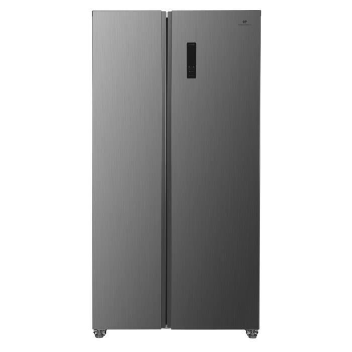 Réfrigérateur Side By Side CONTINENTAL EDISON CERASBS442IX1 – 442L – Inox – Froid Total No Frost – Classe Énergétique E – 2 Portes – Contrôle Électronique – Affichage LED – Faible Profondeur 59 cm