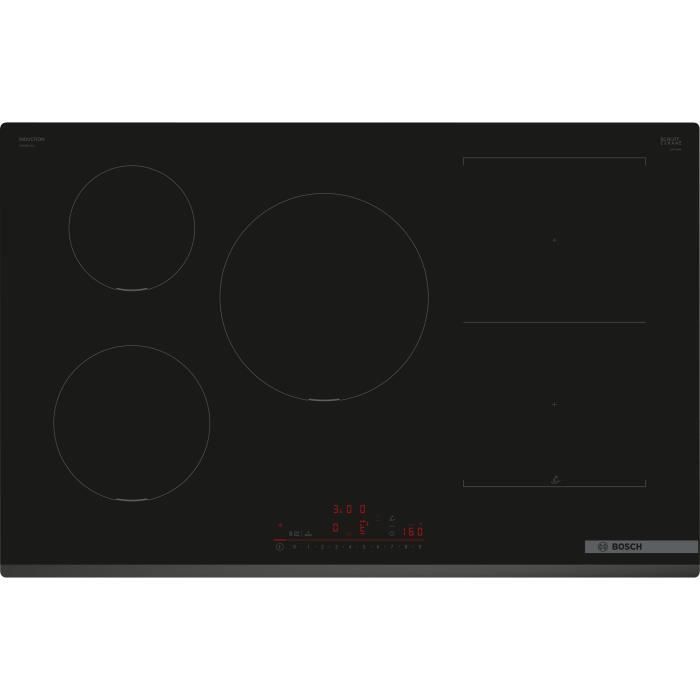 Table Induction Grande Largeur Bosch PVW831HC1E – 5 Foyers, Home Connect, PerfectFry Plus – 80 cm de performance et d’élégance pour votre cuisine