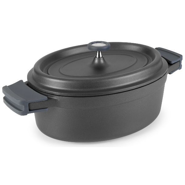 Cocotte Ovale LACOR Fundicion 26 cm Noire - Fonte d&#39;Aluminium Haute Performance, Tous Feux et Four