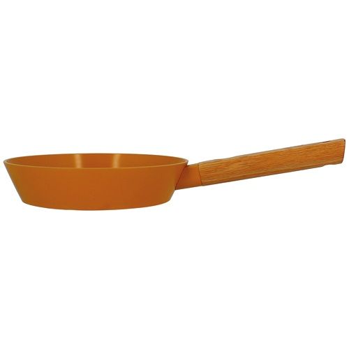 Poêle 20 cm Jaune ECTOR OGOLIVING – Revêtement Céramique Antiadhésif – Tous Feux Dont Induction – Poignée en Chêne Massif