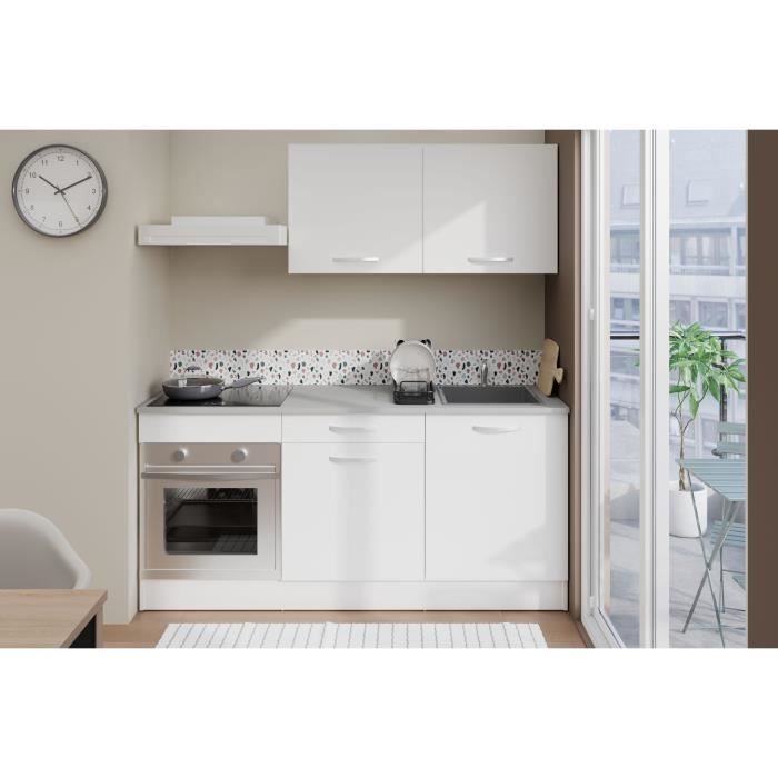 Cuisine complète OSLO 180 cm Blanc Mat – Élégance moderne et praticité au quotidien avec plan de travail inclus