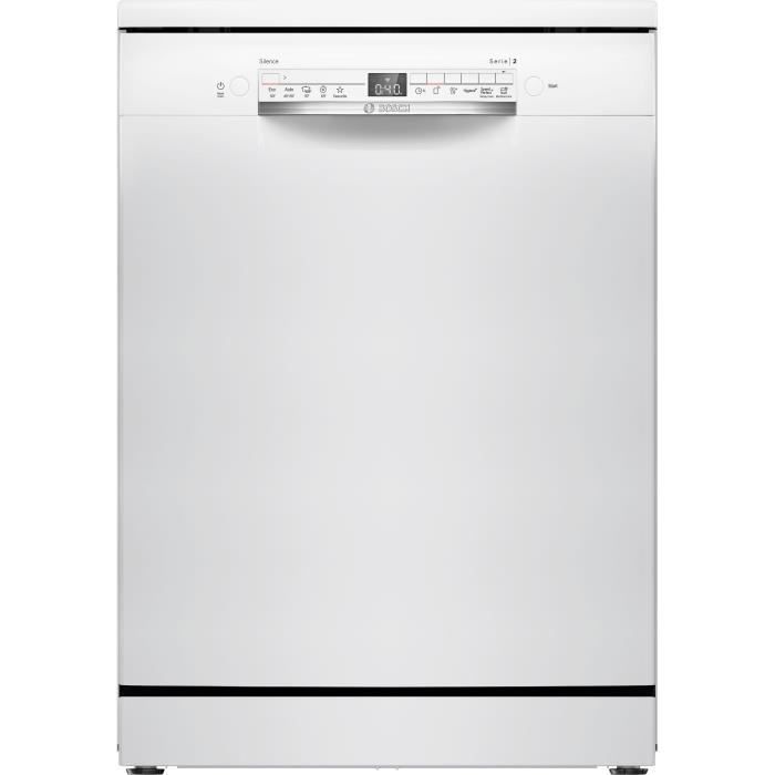 Lave-vaisselle pose libre BOSCH SER2 SMS2HTW03F – 13 couverts, moteur induction, silencieux 46 dB, connectivité Home Connect – Blanc, largeur 60 cm