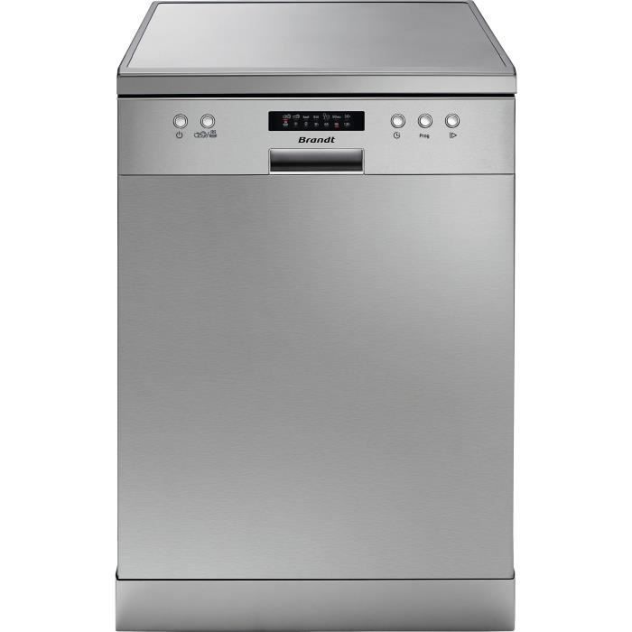 Lave-vaisselle Pose Libre BRANDT LVC337S Silver – 13 Couverts, Ultra Silencieux 47dB, Design Moderne 60cm, Économie et Performance