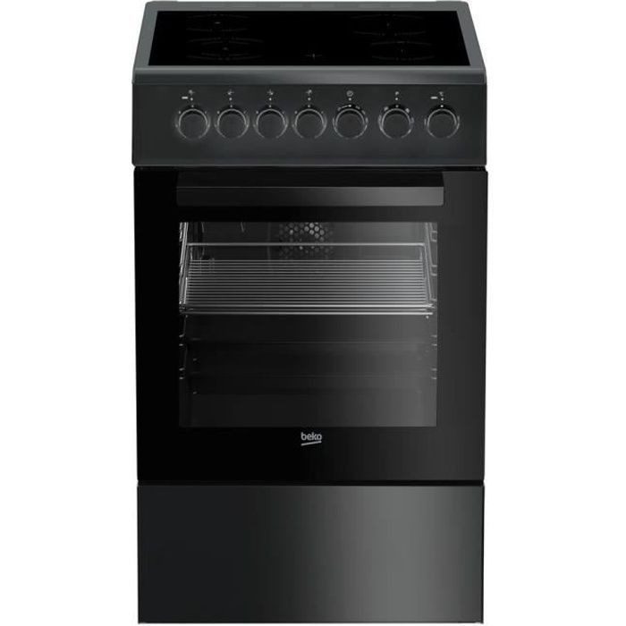 Cuisinière Vitrocéramique Beko FSS57100GAC – 4 Foyers + Four à Convection 65L – 50 cm – Catalyse – Pose Libre – Gris Anthracite