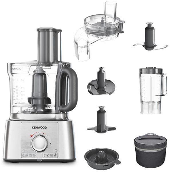 Robot Multifonction Compact MultiPro Express Silver – 1000 W – Bol 3 L – Express Serve, Blender 1,5 L, Lames Micro-Crantées, Presse-Agrumes, Pétrin, Accessoires Complets – Kenwood